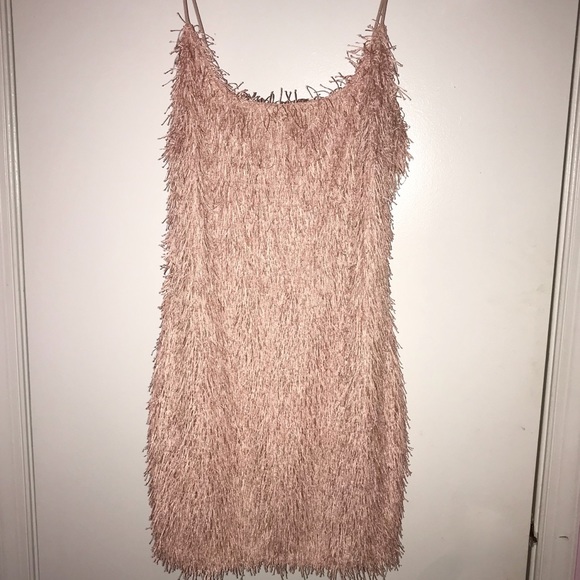 Missguided Dresses & Skirts - Pink strapy fringe bodycon dress